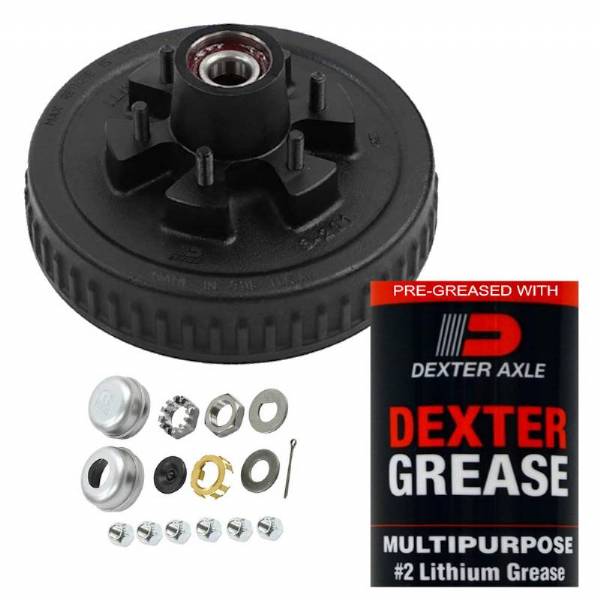 6000 lbs. 6 on 5-1/2" Bolt Pattern 12" Pre-Greased Brake Drum Kit 2.125 Seal