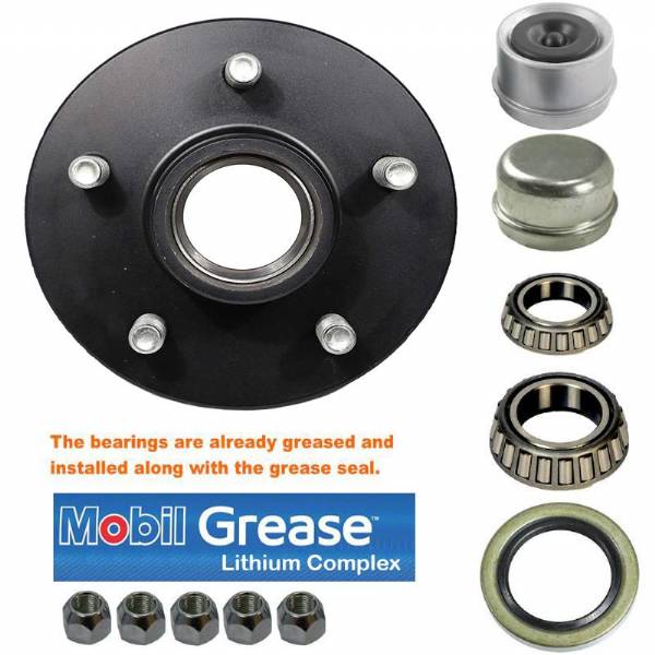 3500 lbs. 5 on 4-1/2" Bolt Pattern Pre-Greased Idler Hub Kit