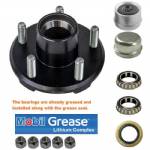 2200 lbs. 5 on 4-1/2" Bolt Pattern Small Flange Pre-Greased Idler Hub Kit with 1-1/16" Bearing Set